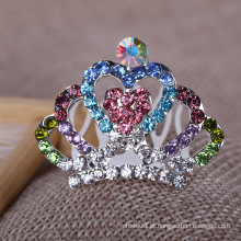 Tiaras de cristal Crianças coloridas Rhinestone Crown Combs